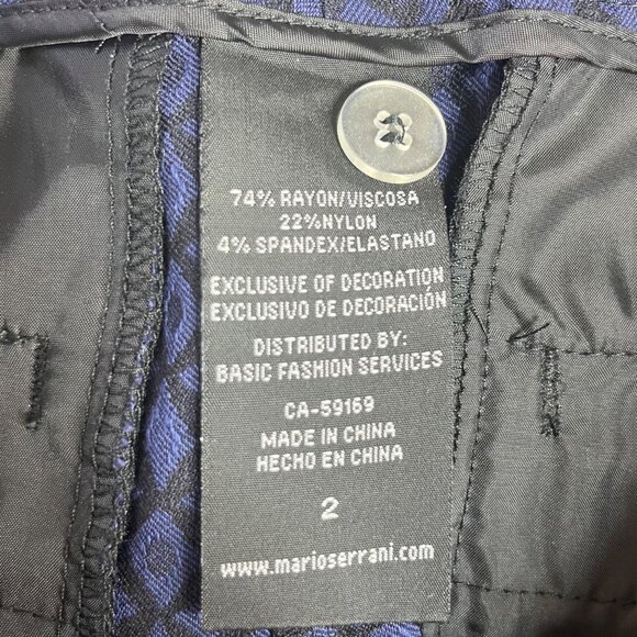 Mario Serrani Italy Pants Womens Size 2 Blue Black New Stretch Tummy Control - Picture 8 of 10